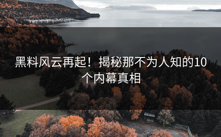 黑料风云再起！揭秘那不为人知的10个内幕真相