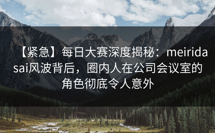 【紧急】每日大赛深度揭秘：meiridasai风波背后，圈内人在公司会议室的角色彻底令人意外