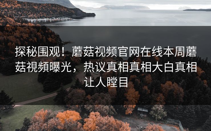 探秘围观！蘑菇视频官网在线本周蘑菇視頻曝光，热议真相真相大白真相让人瞠目