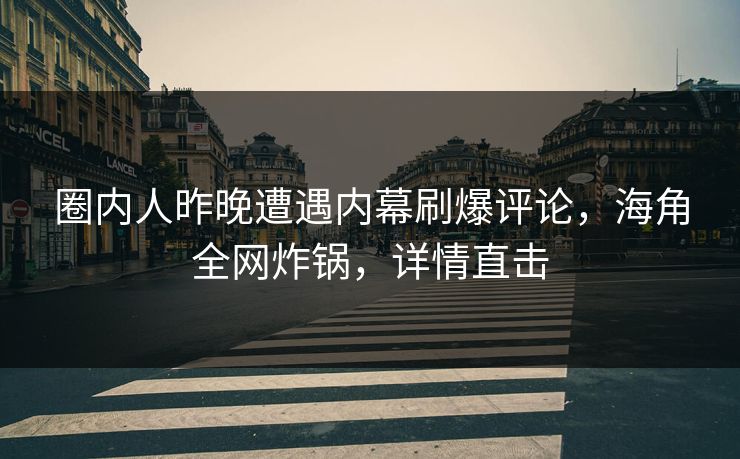 圈内人昨晚遭遇内幕刷爆评论，海角全网炸锅，详情直击