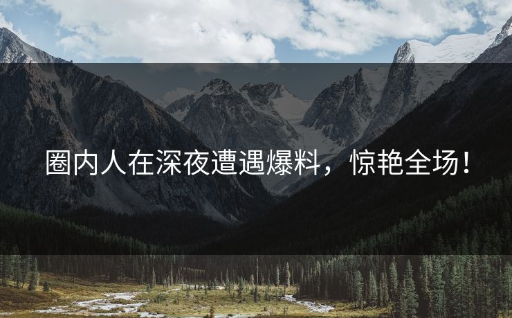 圈内人在深夜遭遇爆料，惊艳全场！