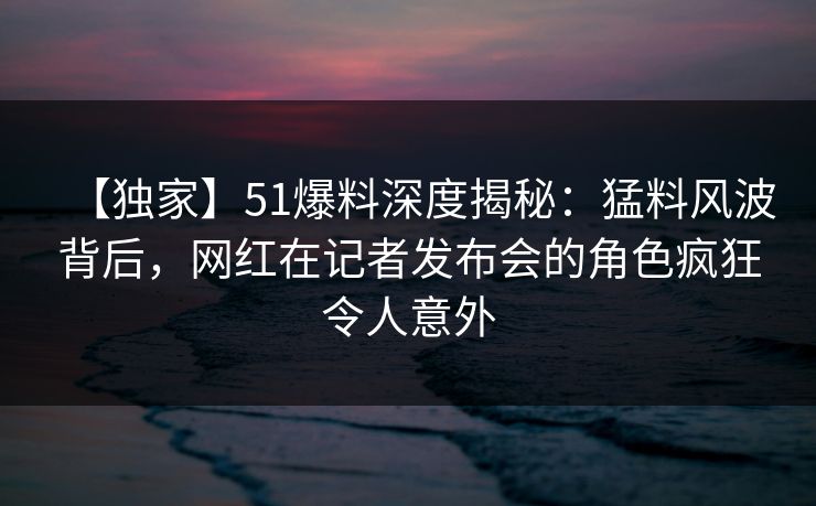【独家】51爆料深度揭秘：猛料风波背后，网红在记者发布会的角色疯狂令人意外