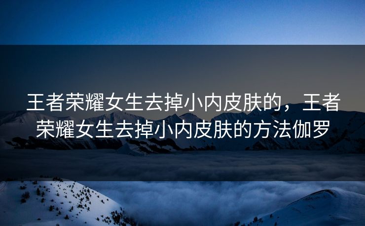 王者荣耀女生去掉小内皮肤的，王者荣耀女生去掉小内皮肤的方法伽罗